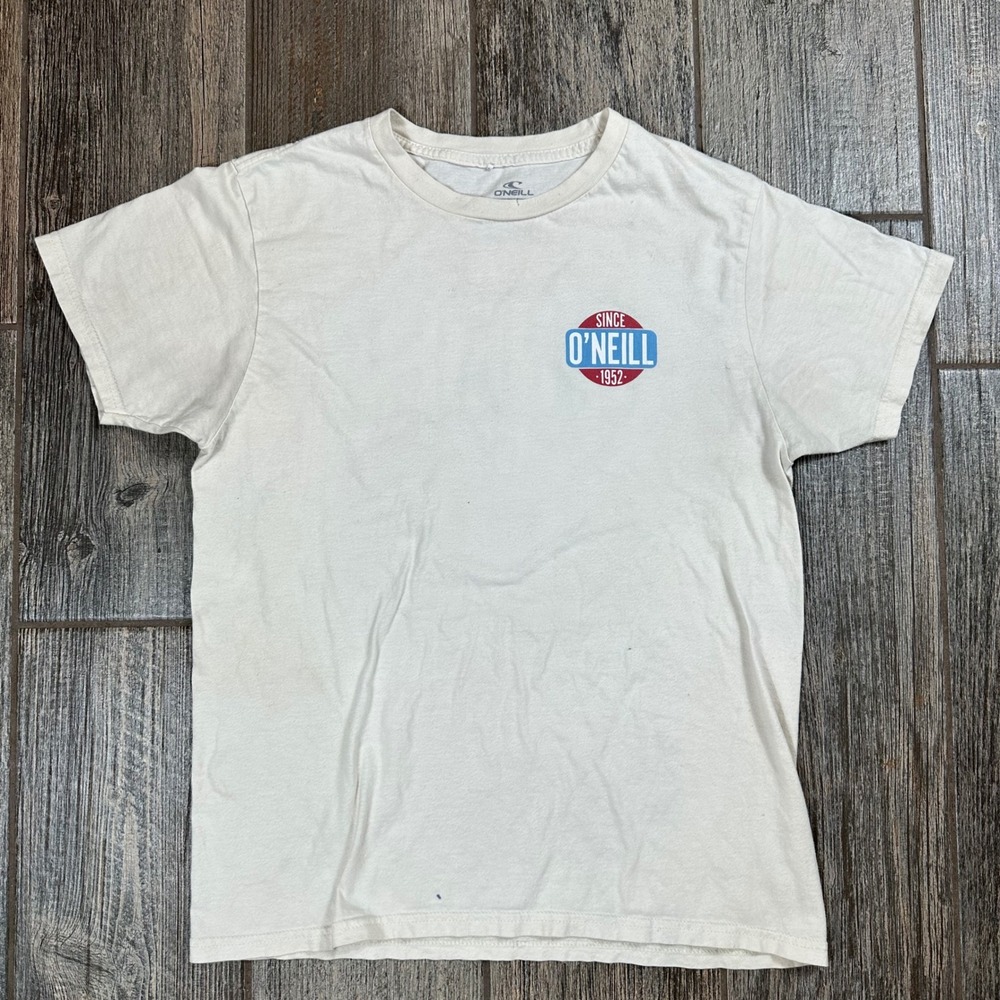 O´Neill Mens Medium‎ Modern Fit T Shirt Cream Since 1952 Logo Graphic Tee
